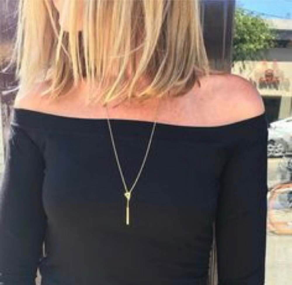 Stella & Dot Triangle Lariat Necklace Gold Coastal Cowgirl Western Casual NWT